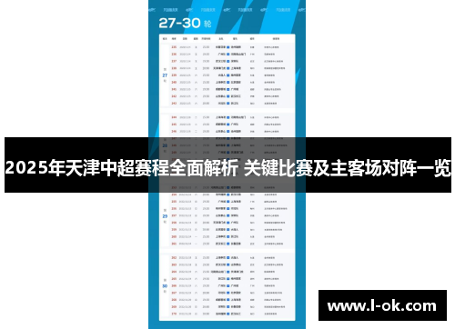 2025年天津中超赛程全面解析 关键比赛及主客场对阵一览