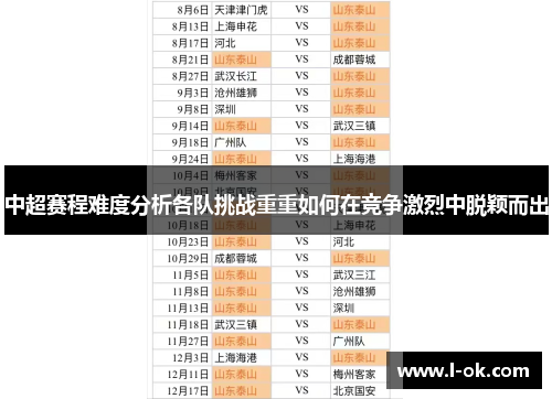 中超赛程难度分析各队挑战重重如何在竞争激烈中脱颖而出