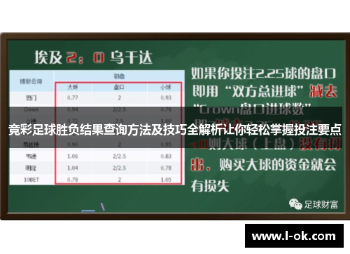 竞彩足球胜负结果查询方法及技巧全解析让你轻松掌握投注要点